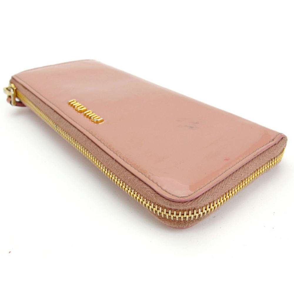 Miu Miu Long Wallet L-Shaped Ribbon Motif Pink En… - image 4